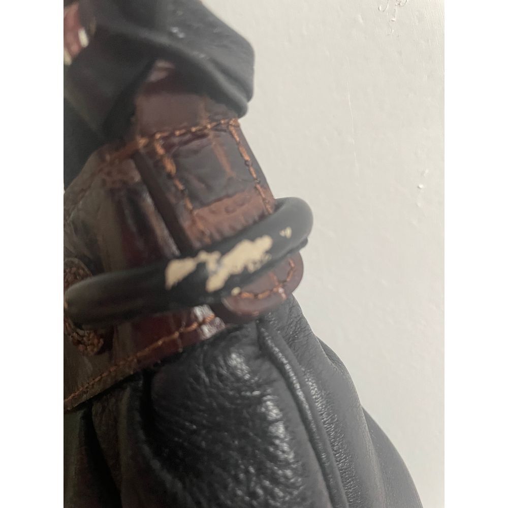 Brighton‎ Black Leather Hobo Bag with Brown Croc Trim & Silver Hardware - Picture 5 of 12